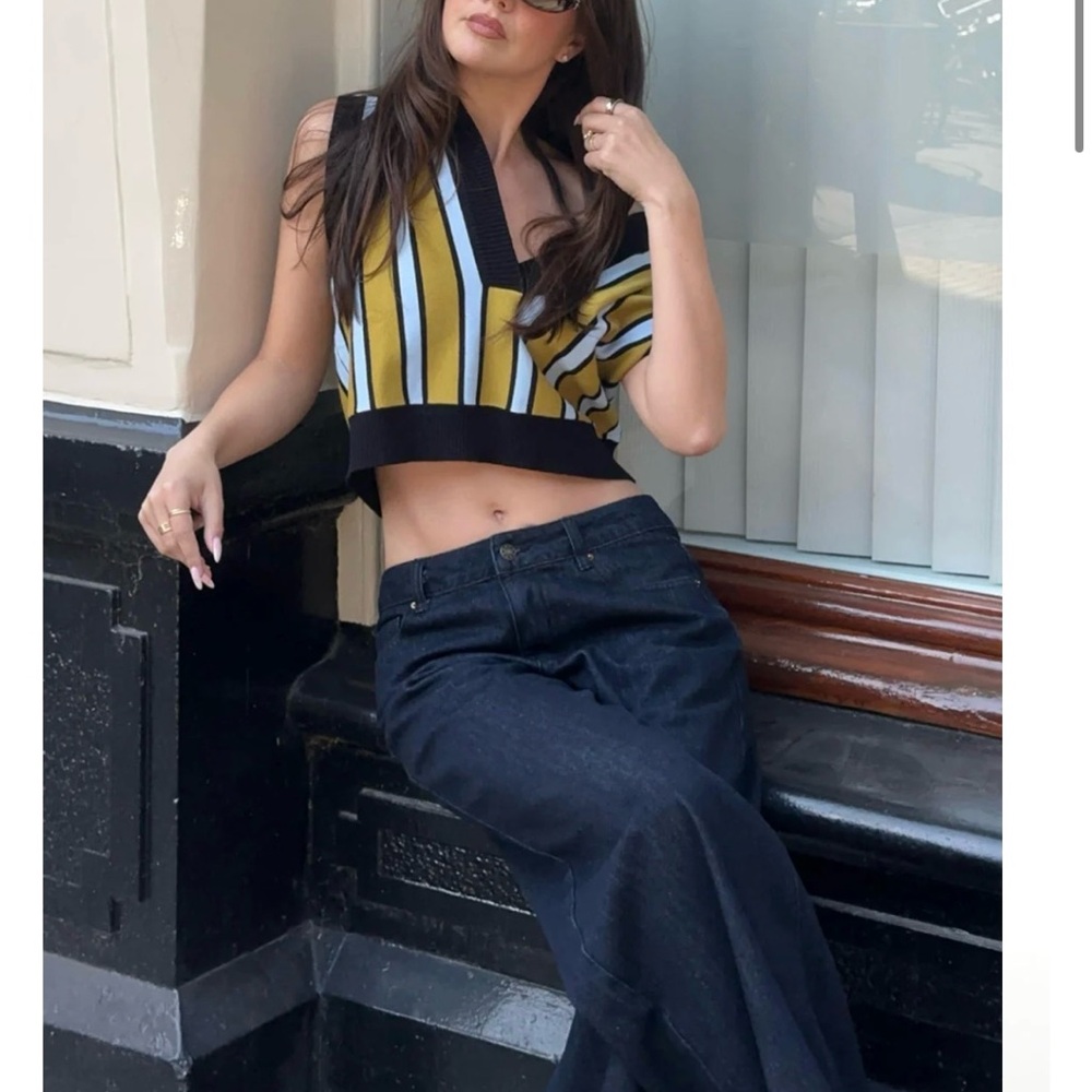 Lioness Yellow and Black Striped Crop Top